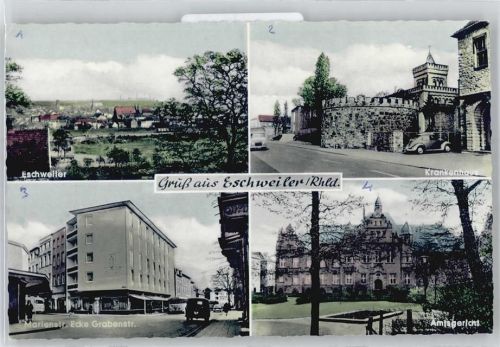 52525 W5138 Eschweiler , Rheinl - Krankenhaus, Amtsgericht, Ortsansicht, Marienstraße