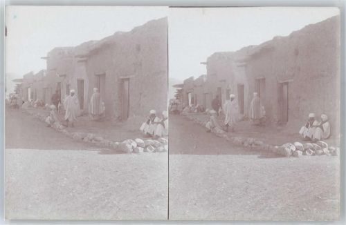 Constantine Stereofoto, Straßenleben in Oase El Kantara