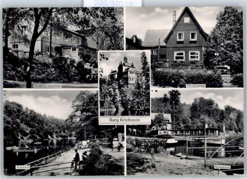 09648 O9251 Kriebstein - Waldhaus Lauenhain, Auenblick, Gaststätte, Bootsstation, Burg