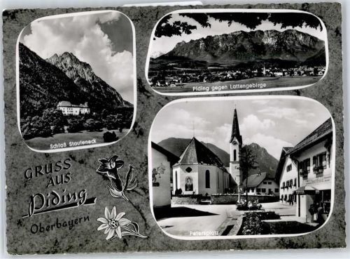 Piding Schloss Staufeneck, Gesamtansicht, Petersplatz, Kirche