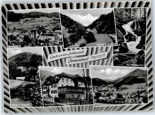 Oberprechtal Teilansicht, Gasthof Adler, Elz-Wasserfall