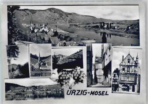 54539 W5564 Ürzig , Mosel - Kirche, Ortsansicht, Mosel, Fachwerkhäuser