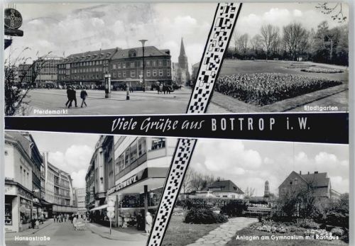 Bottrop Pferdemarkt, Stadtgarten, Hansastraße, Gymnasium, Rathaus