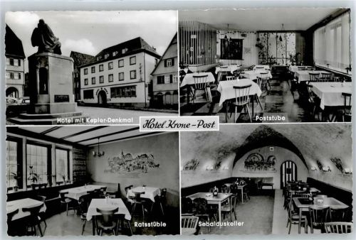 71263 W7252 Weil der Stadt - Kepler Denkmal, Hotel Krone Post