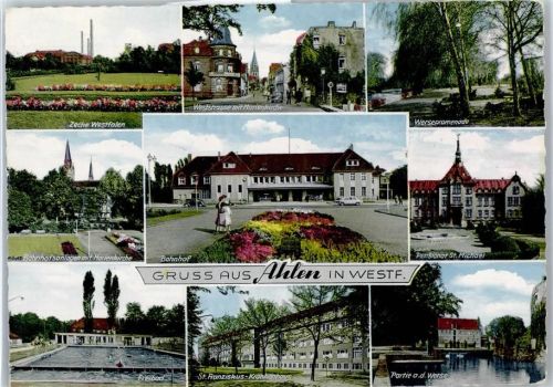 Ahlen Zeche Westfalen, Bahnhofsanlagen, Freibad, Weststraße, Marienstraße, Bahnhof, Krankenhaus, Wersepromenade