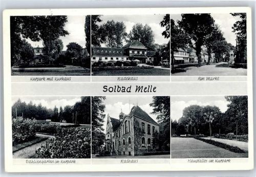 Melle Kurpark, Kurhaus, Badehaus, Markt, Dahliengarten, Rathaus, Hauptallee