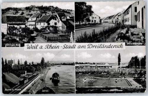 79576 W7858 Weil am Rhein - Tüllinger Berg, Rheinpartie, Schwimmstadion