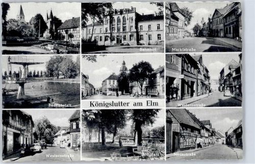 38154 W3308 Königslutter am Elm - Am Plan, badeanstal, Westernstraße, Markt, Bahnhof, Marktstraße, Neuestraße