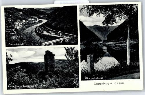 Laurenburg Gesamtansicht, Ruine Laurenburg, Lahntal