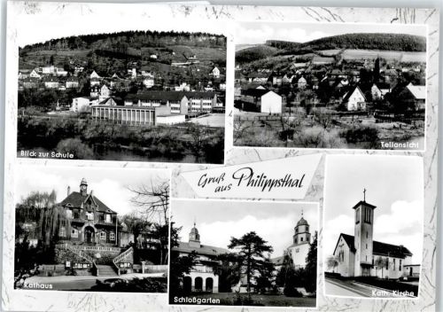 Philippsthal Schule, Teilansicht, Rathaus, Schlossgarten, Kirche