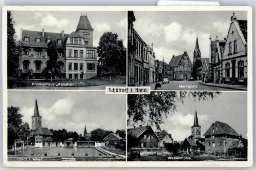 48465 W4443 Schüttorf - Krankenhaus Annaheim, marktplatz, Freibad, Wassermühle