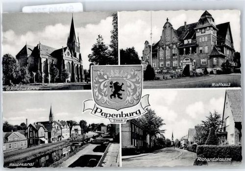26871 W2990 Papenburg - St. Antonius Kirche, Rathaus, Hauptkanal, Richardstraße