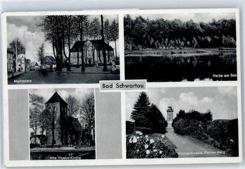 23611 W2407 Bad Schwartau - Marktplatz, Seepartie, Alte Vicelin-Kirche, Bismarcksäule