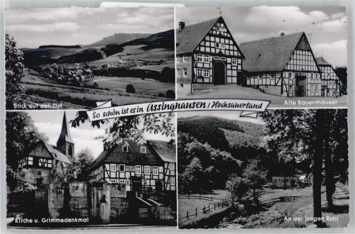 Assinghausen Alte Bauernhäuser, Kirche, Grimmedenkmal, An der jungen Ruhr