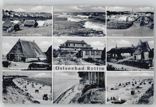 23730 W2430 Rettin - Zeltplatz und Ferienheime, Bauernhaus, Strand, Steilufer, Strandhotel, Ältestes Haus