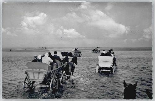 Sahlenburg Wattwagen im Priel auf der Fahrt nach Insel Neuwerk
