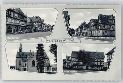 37281 W3442 Wanfried - Marktstraße, Hotel Wanfrieder Hof, Altes Kloster, Kirche