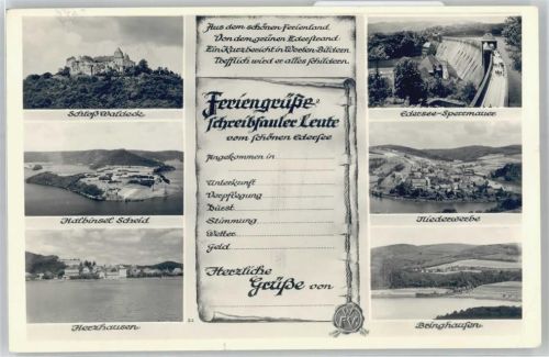 Waldeck Schloß, Edersee-Sperrmauer, Niederwerbe, Bringhausen, Herzhausen, Halbinsel Scheid