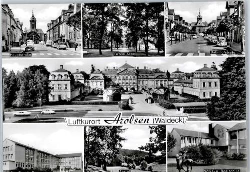34454 W3548 Arolsen - Hauptstraße, Große Allee, Bahnhofstraße, Schloß, Volks- und Realschule, Aartal, Gymnasium
