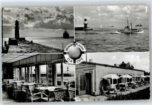 25541 W2212 Brunsbüttelkoog - Elbcafé Rielke, Leuchtturm, Schiff