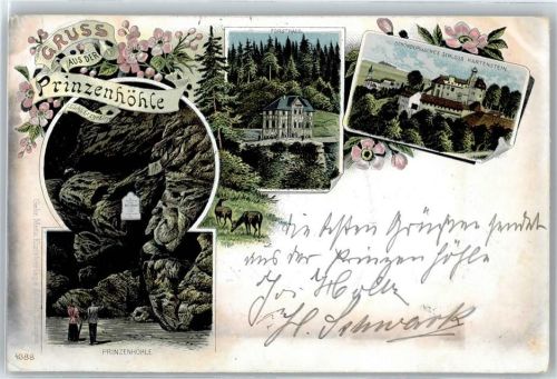 08118 O9509 Hartenstein b Zwickau Lithographie Prinzenhöhle