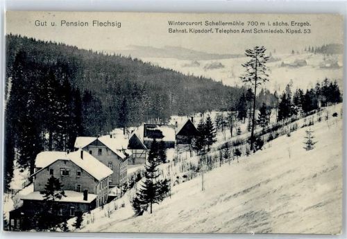 Schmiedeberg Winter- Karte, Gut und Pension Flechsig