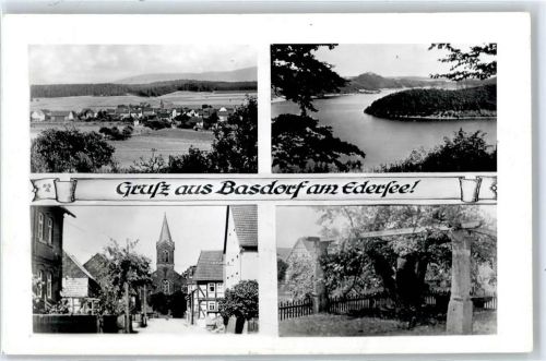 34516 W3546 Basdorf b Korbach - Kirche, Ortsansicht, Edersee