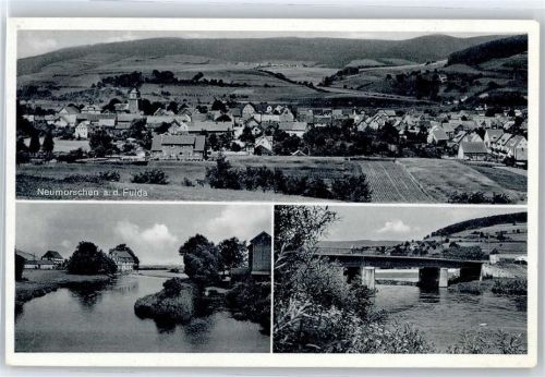 Neumorschen Kirche, Ortsansicht, Brücke, Fulda