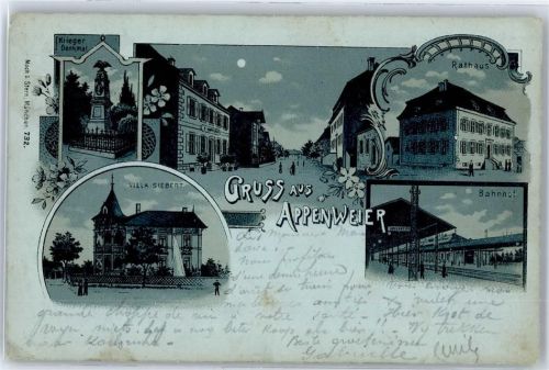 Appenweier Villa Siebert , Bahnhof , Mondschein