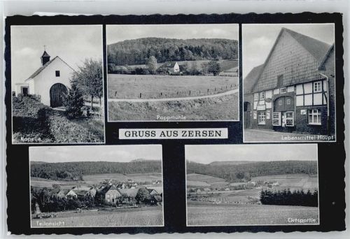 31840 W3253 Zersen - Kapelle, Pappmühle, Geschäft Lebensmittel Haupt