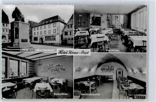 71263 W7252 Weil der Stadt - Hotel Krone Post, Kepler Denkmal