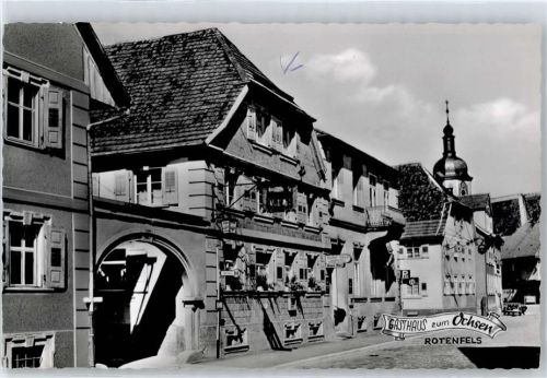 76571 W7560 Rotenfels , Baden - Kirche, Ortsansicht, Gasthaus zum Ochsen