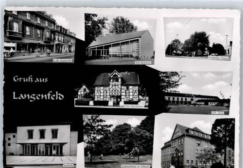 40764 W4018 Langenfeld (Rheinland) - Stadthalle, Schule, Ortsansicht