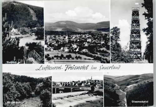 59872 W5778 Freienohl , Sauerl - Kirche, Ortsansicht, Kurpark, Küppelturm, Giesmecktal