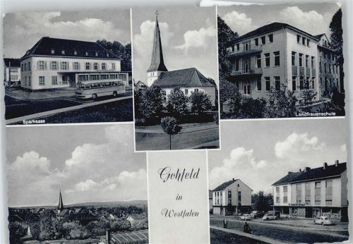 Gohfeld Sparkasse, Kirche, Landfrauenschule, Ortsansicht