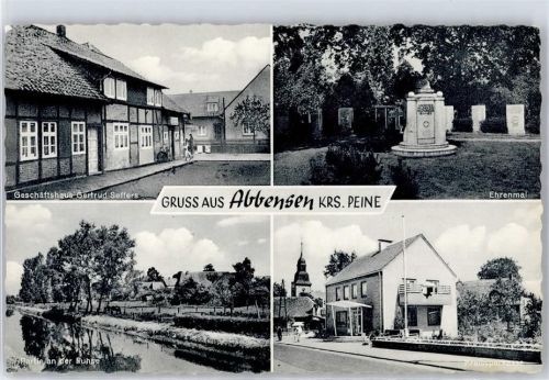 31234 W3155 Abbensen , Kr Peine - Geschäft Gertrud Seffers, Ehrenmal, Partie an der Fuhse, Kreissparkasse