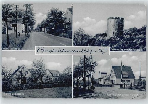 Borgholzhausen Bundesstraße 68, Ravensburg, Schule Berghausen, Spar- und Darlehenskasse