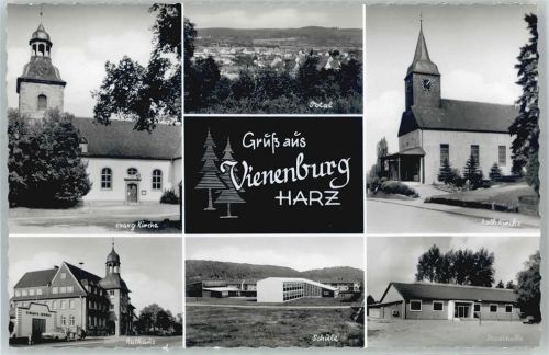 Vienenburg Ev. Kirche, Gesamtansicht, Kath. Kirche, Rathaus, Schule