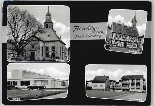 Assenheim, Hess Kirche, Rathaus, Schule, Ortspartie