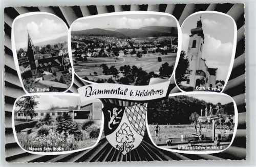 69245 W6919 Bammental - Kirche, Neues Schulhaus, Schwimmbad, Wappen