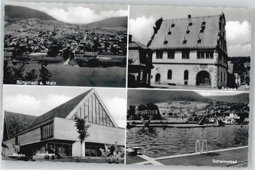 63927 W8768 Bürgstadt - Rathaus, Schwimmbad, Kirche