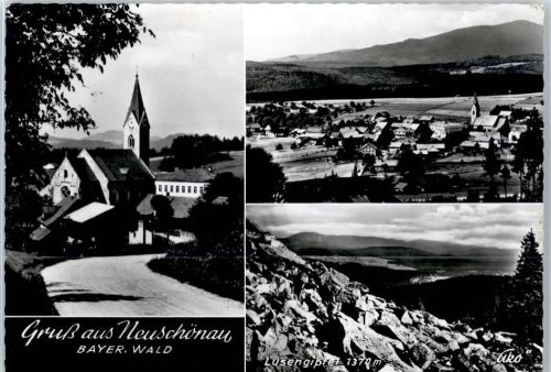 Neuschönau Totalansicht, Kirche, Luisengipfel