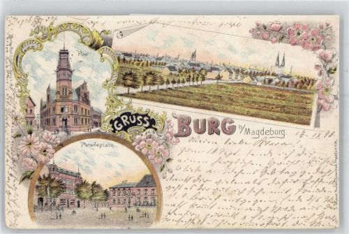 39288 O3270 Burg b Magdeburg Gebrauchsspuren Postamt, Paradeplatz