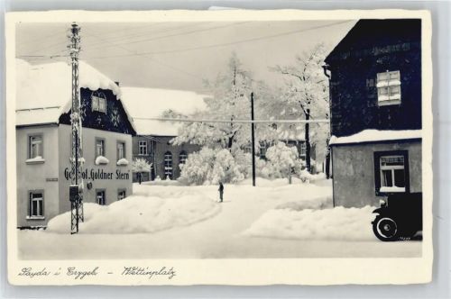 09619 O9215 Sayda - wettinplatz , Gasthaus zum goldenen Stern im Winter