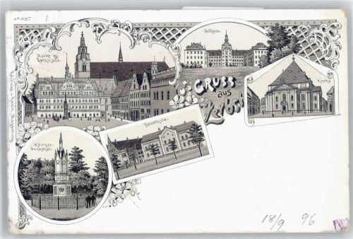 39261 O3400 Zerbst - Kriegerdenkmal, Bauschule, Kirche, Schloß, Marktplatz, Rathaus, Kirche