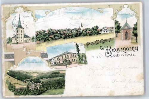 Boskov 1900 Kapelle Schule Kirche