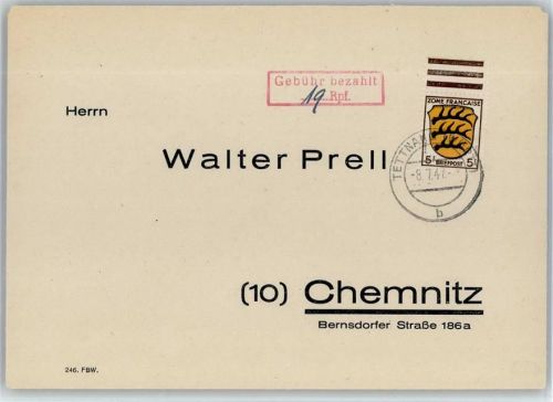 88069 W7992 Tettnang - Stempel Gebühr bezahlt