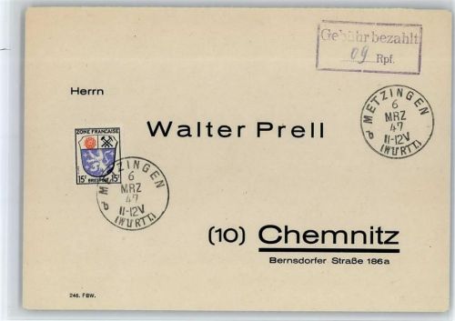 Metzingen Stempel Gebühr bezahlt