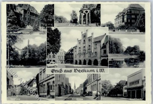 Beckum Kriegerdenkmal Gymnasium Westteich Mariensäule
