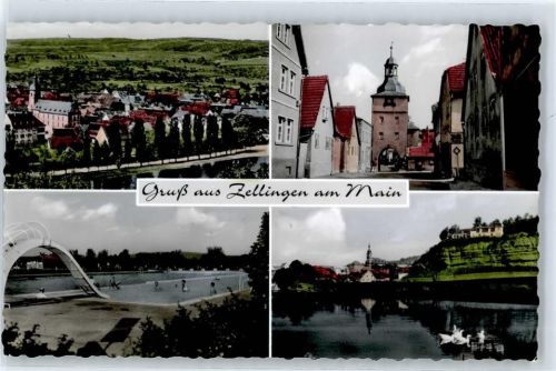 97225 W8705 Zellingen Gebrauchsspuren Schwimmbad, Kirche